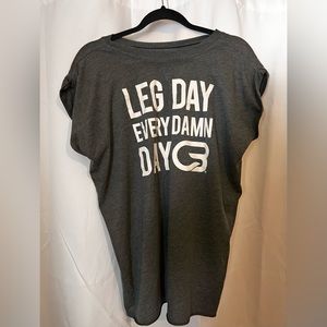 Cyclebar “Leg Day Every Damn Day” grey tee size large